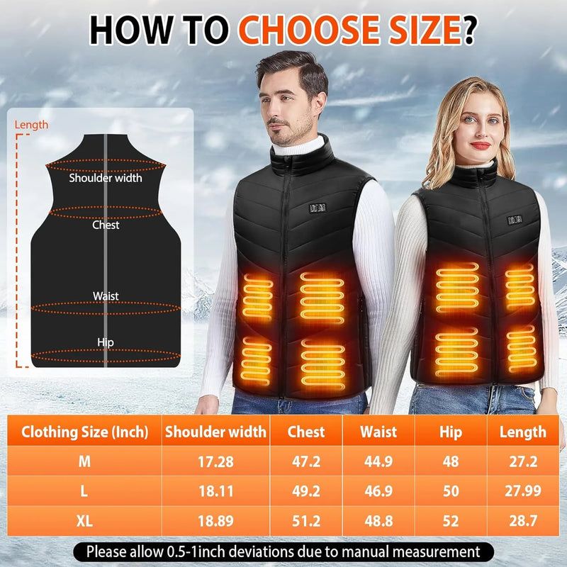 Heated Vest for Men Women with 15 Heating Zones 3 Levels, USB Electric Lightweight Winter Heated Jackets