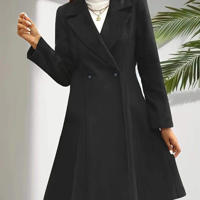 Double Breasted Trench Coat, Casual Lapel Solid Versatile Outerwear