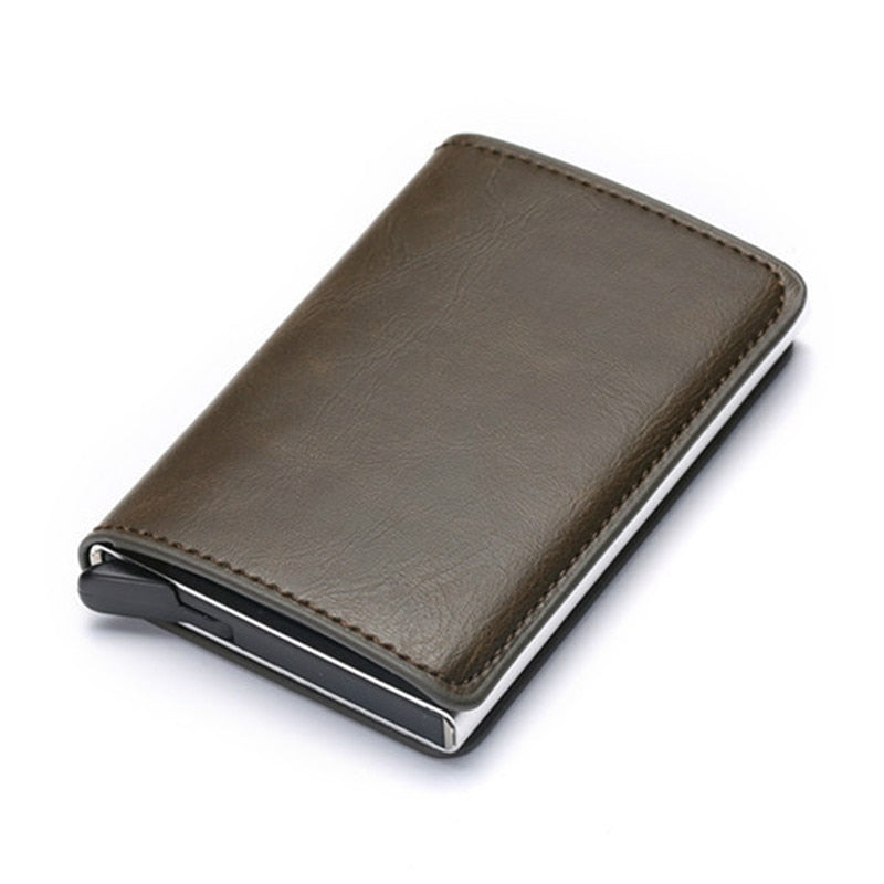 2021 Credit Card Holder Wallet Men Women RFID Aluminium Bank Cardholder Case Vintage Leather Wallet with Money Clips - Mike Armstrong