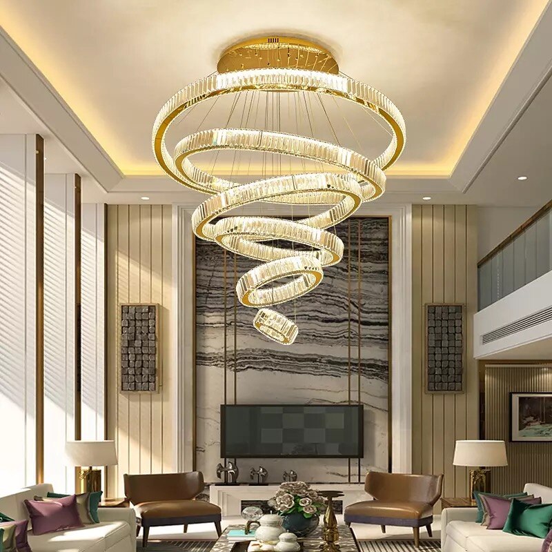 2022 Luxury Pendant Lamp LED Crystal Chandelier Lighting Fixtures Stair Light Polished Stainless For Lobby 110V / 220V Winfordo - Mike Armstrong