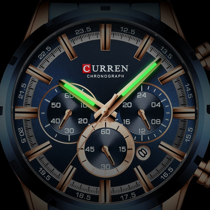 CURREN Men Watch Top Brand Luxury Sports Quartz Mens Watches Full Steel Waterproof Chronograph Wristwatch Men Relogio Masculino - Mike Armstrong