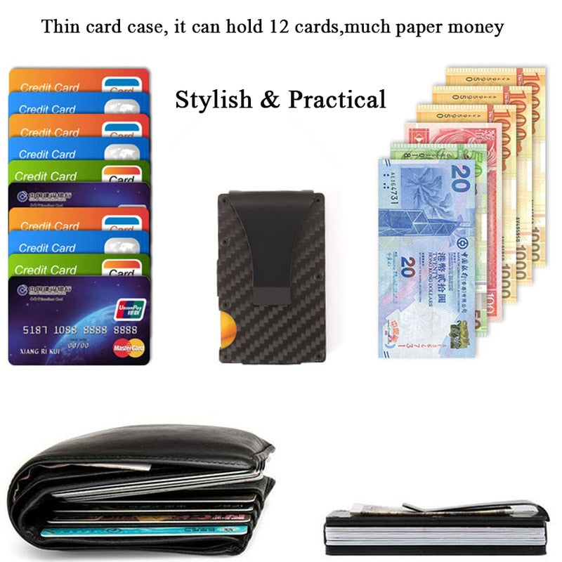 Hot Carbon Fiber Credit Card Holder Wallet New Design Minimalist Rfid Blocking Slim Metal Cardholder Anti Protect Clip for men - Mike Armstrong