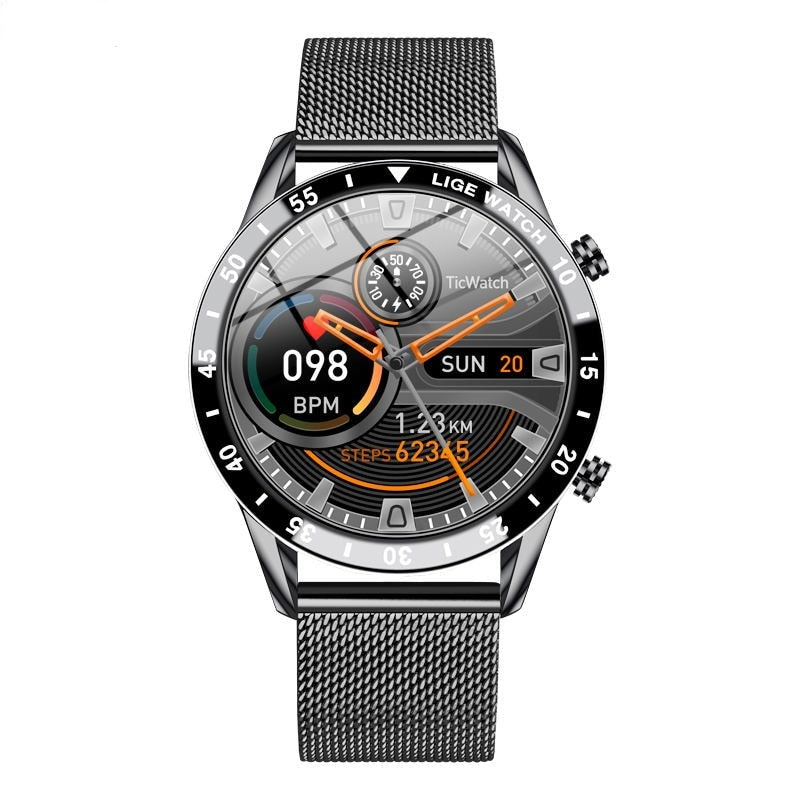 LIGE 2021 Full Circle Touch Screen Steel Band Luxury Bluetooth Call Men Smart Watch Waterproof Sport Activity Fitness Watch+Box - Mike Armstrong