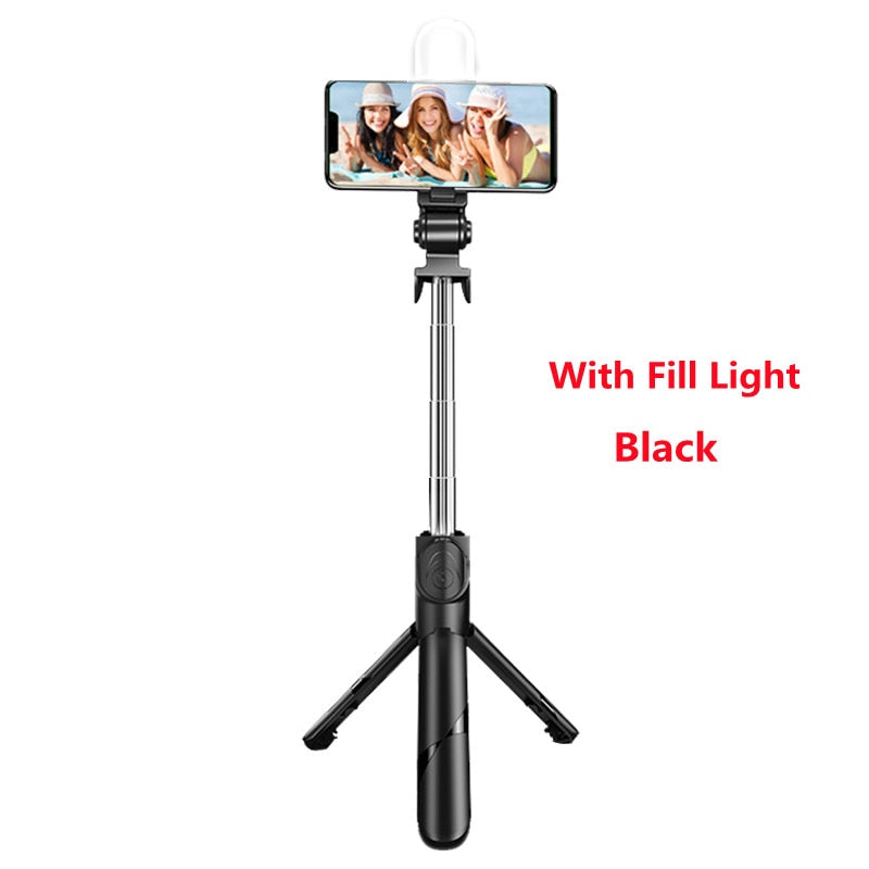 2021 NEW Bluetooth Wireless Selfie Stick Mini Tripod Extendable Monopod with fill light Remote shutter For IOS Android phone - Mike Armstrong