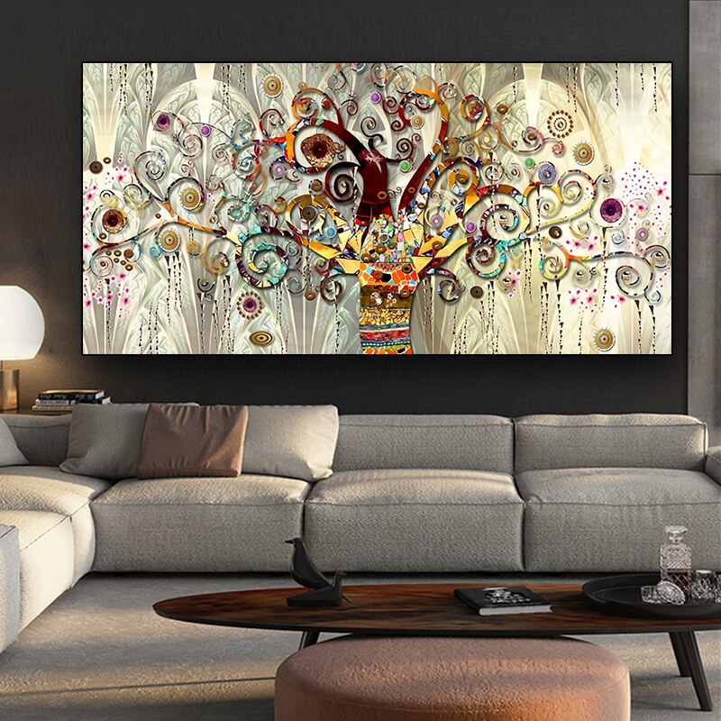 Tree of Life By Gustav Klimt Landscape Oil Painting on Canvas Posters and Prints Cuadros Wall Art Pictures for Living Room - Mike Armstrong