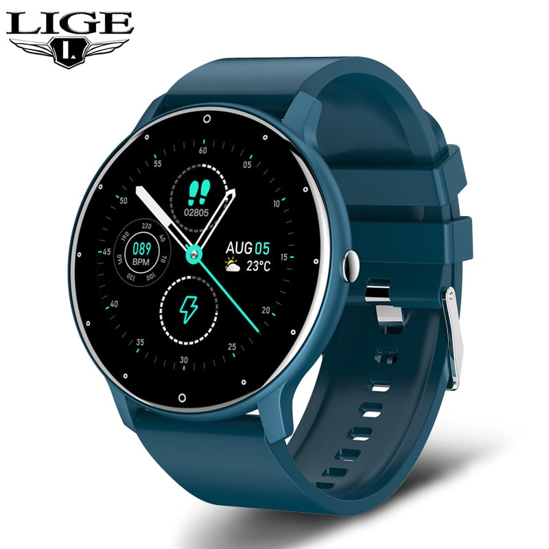 LIGE 2021 New Smart Watch Men Full Touch Screen Sport Fitness Watch IP67 Waterproof Bluetooth For Android ios smartwatch Men+box - Mike Armstrong