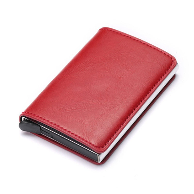 2021 Credit Card Holder Wallet Men Women RFID Aluminium Bank Cardholder Case Vintage Leather Wallet with Money Clips - Mike Armstrong