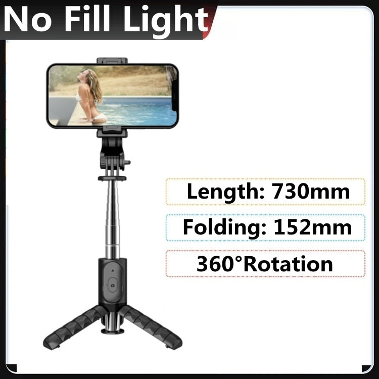 FANGTUOSI Mini Wireless bluetooth selfie stick 2022 New style Foldable mini tripod with Fill Light For IOS Android - Mike Armstrong