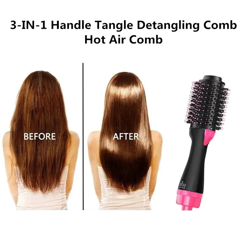 One Step Volumizer Hair Dryer Hair Straightener And Curler Salon Styling Hot Air Brush Tangle Negative Ions Hair Blower