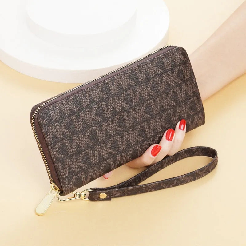 Women Long Wallets Double Zipper Clutches Purse Big Letter Fashion Wristlet Wallet Phone Portfel Damski Card Holder Lady Wallets