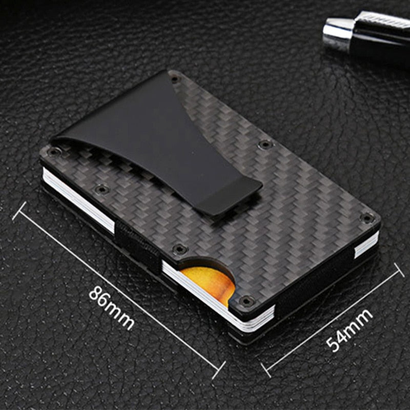 Hot Carbon Fiber Credit Card Holder Wallet New Design Minimalist Rfid Blocking Slim Metal Cardholder Anti Protect Clip for men - Mike Armstrong