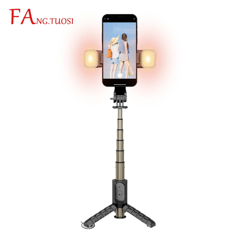 FANGTUOSI Mini Wireless bluetooth selfie stick 2022 New style Foldable mini tripod with Fill Light For IOS Android - Mike Armstrong