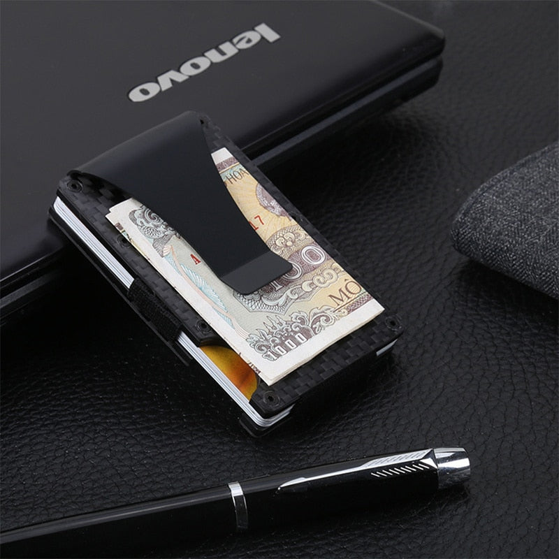 Hot Carbon Fiber Credit Card Holder Wallet New Design Minimalist Rfid Blocking Slim Metal Cardholder Anti Protect Clip for men - Mike Armstrong