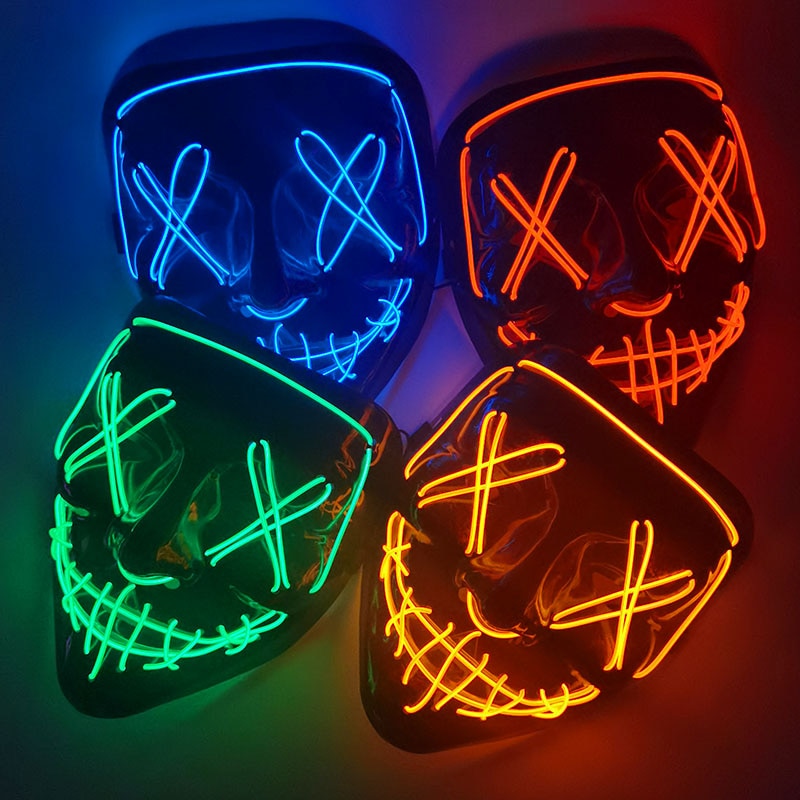 Halloween Scary Glowing Mask Demon Slayer Neon LED Mask - Mike Armstrong