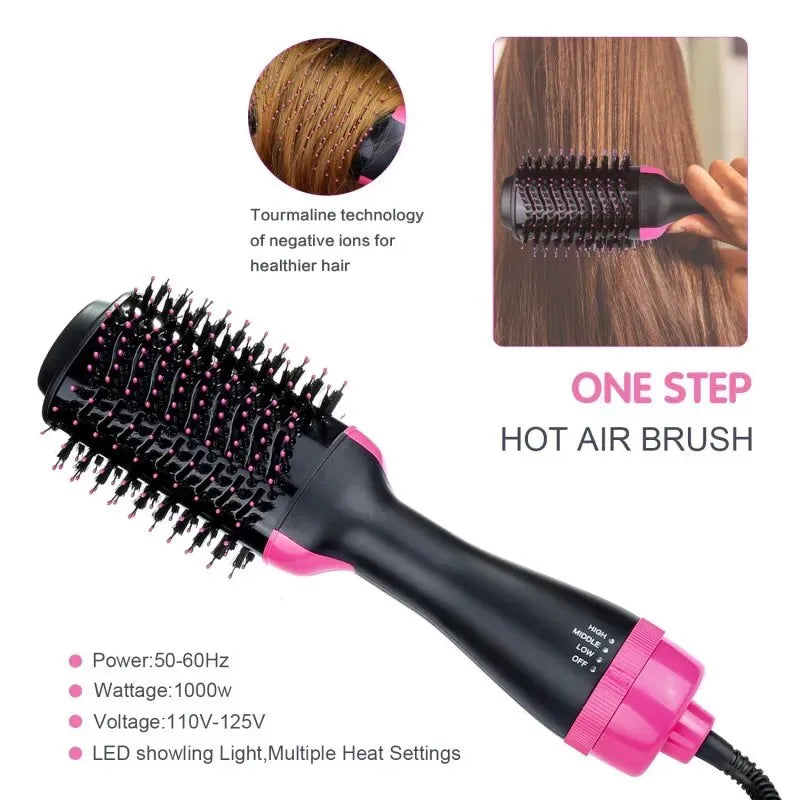 One Step Volumizer Hair Dryer Hair Straightener And Curler Salon Styling Hot Air Brush Tangle Negative Ions Hair Blower