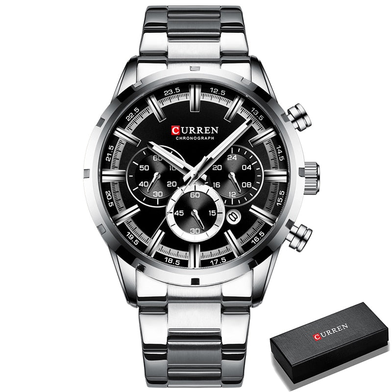 CURREN Men Watch Top Brand Luxury Sports Quartz Mens Watches Full Steel Waterproof Chronograph Wristwatch Men Relogio Masculino - Mike Armstrong