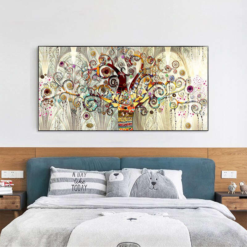 Tree of Life By Gustav Klimt Landscape Oil Painting on Canvas Posters and Prints Cuadros Wall Art Pictures for Living Room - Mike Armstrong