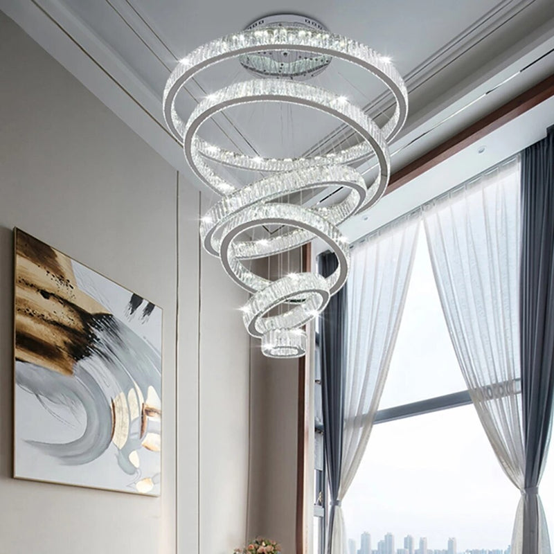 2022 Luxury Pendant Lamp LED Crystal Chandelier Lighting Fixtures Stair Light Polished Stainless For Lobby 110V / 220V Winfordo - Mike Armstrong