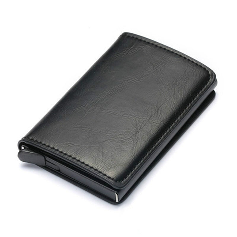 2021 Credit Card Holder Wallet Men Women RFID Aluminium Bank Cardholder Case Vintage Leather Wallet with Money Clips - Mike Armstrong