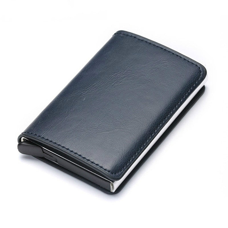 2021 Credit Card Holder Wallet Men Women RFID Aluminium Bank Cardholder Case Vintage Leather Wallet with Money Clips - Mike Armstrong