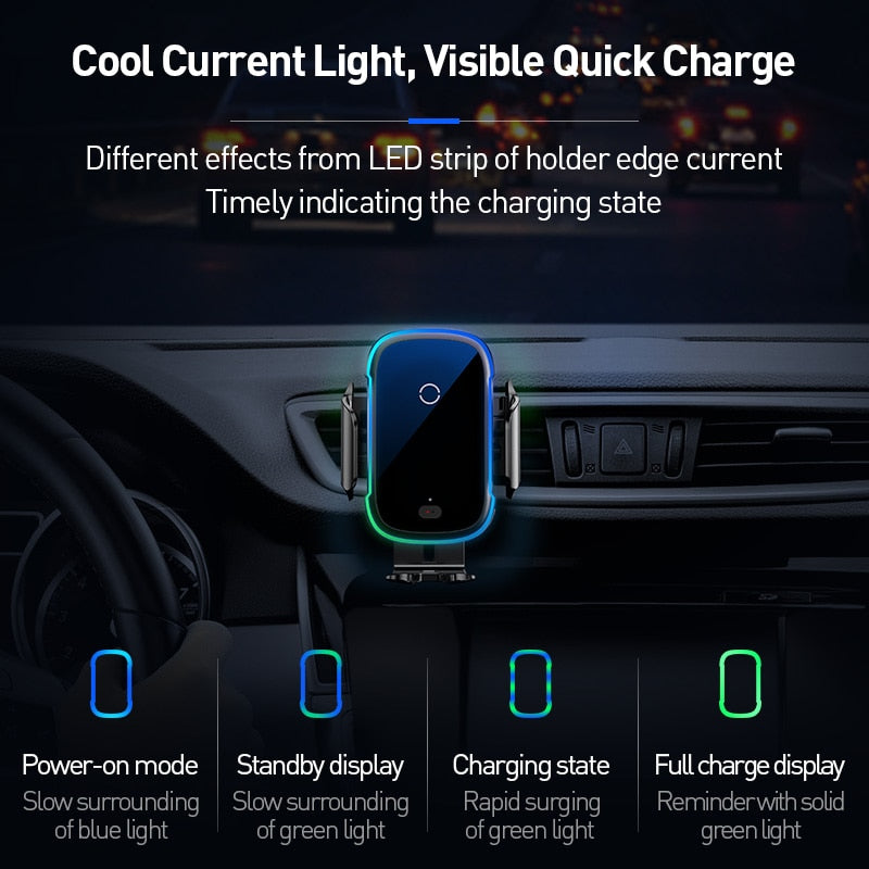 Baseus 15W QI Car Phone Holder Wireless Charger for iPhone 11 Xiaomi Samsung Car Mount Infrared Fast Wireless Charging Charger - Mike Armstrong