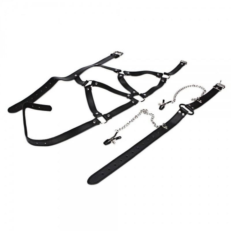 Erotic bdsm Bondage Restraints Harness O Ring Gag Nipple Clamps Slave Collar Fore Play Fetish Adult Games Sex Toys for Couples