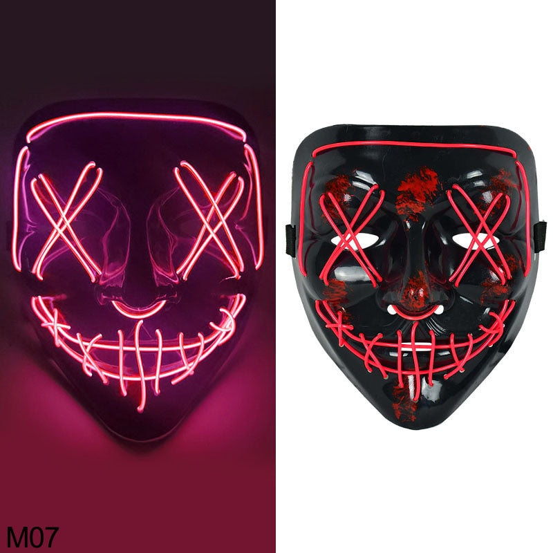 Halloween Scary Glowing Mask Demon Slayer Neon LED Mask - Mike Armstrong