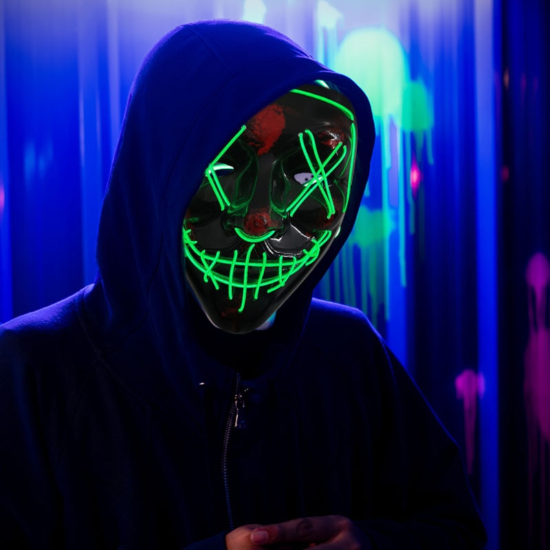 Halloween Scary Glowing Mask Demon Slayer Neon LED Mask - Mike Armstrong