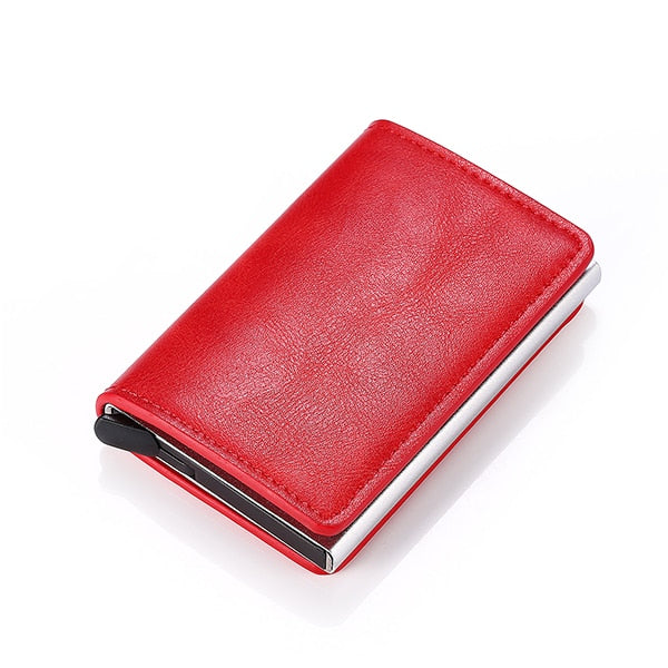 2021 Credit Card Holder Wallet Men Women RFID Aluminium Bank Cardholder Case Vintage Leather Wallet with Money Clips - Mike Armstrong