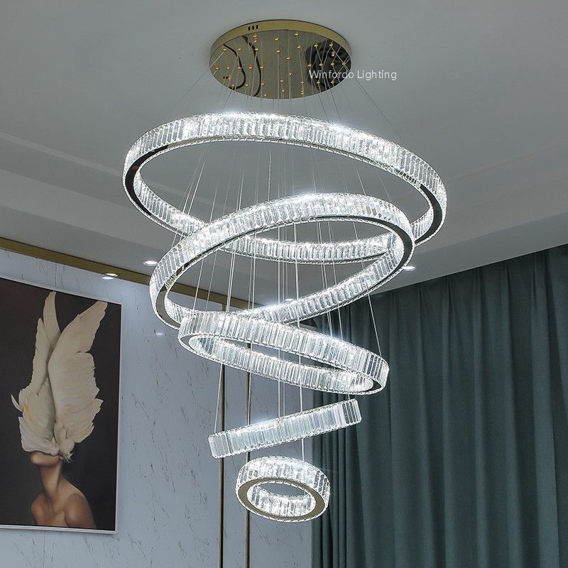 2022 Luxury Pendant Lamp LED Crystal Chandelier Lighting Fixtures Stair Light Polished Stainless For Lobby 110V / 220V Winfordo - Mike Armstrong