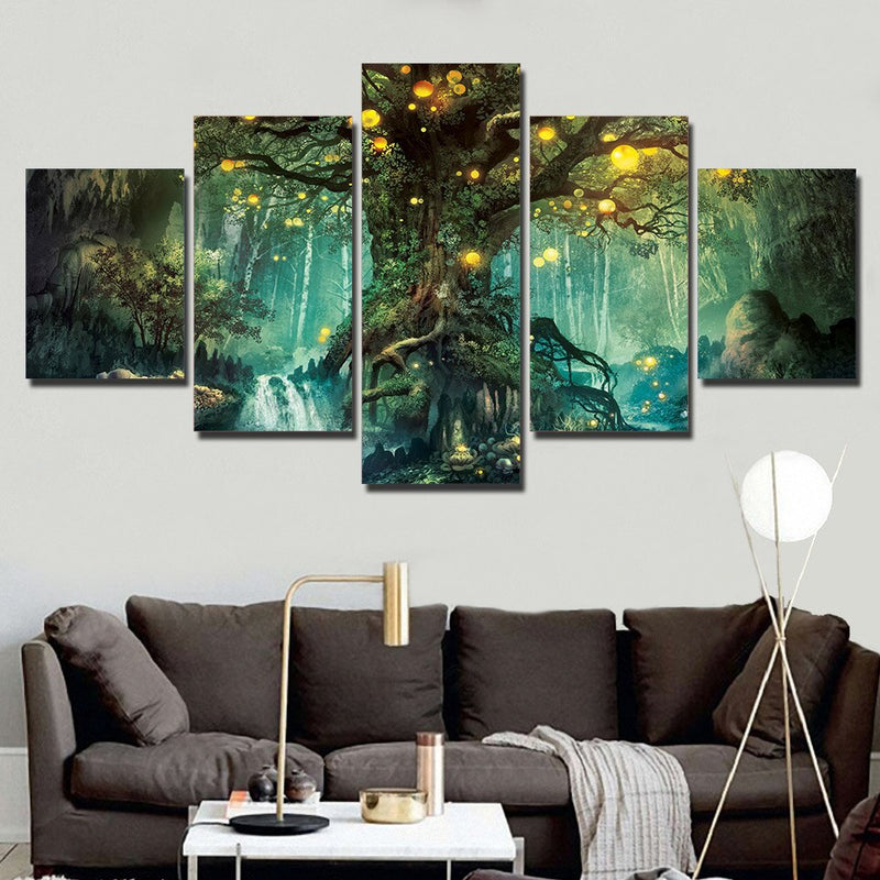 ArtSailing HD Printed 5 Piece Canvas Art Enchanted Tree Scenery Painting Wall Pictures for Living Room Home Decor NY-7632B - Mike Armstrong