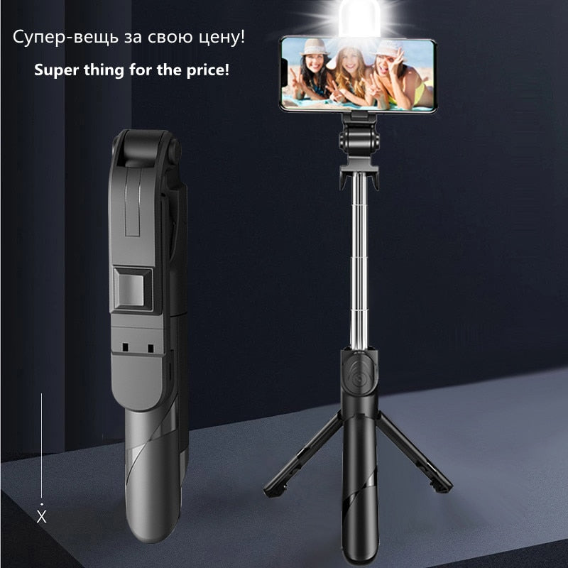 2021 NEW Bluetooth Wireless Selfie Stick Mini Tripod Extendable Monopod with fill light Remote shutter For IOS Android phone - Mike Armstrong