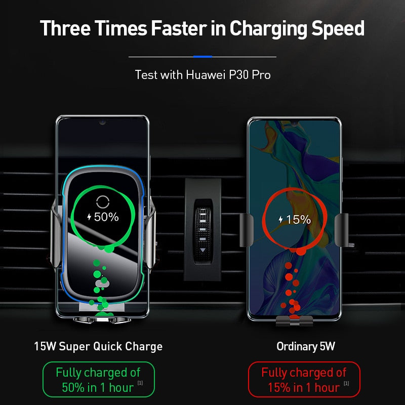 Baseus 15W QI Car Phone Holder Wireless Charger for iPhone 11 Xiaomi Samsung Car Mount Infrared Fast Wireless Charging Charger - Mike Armstrong