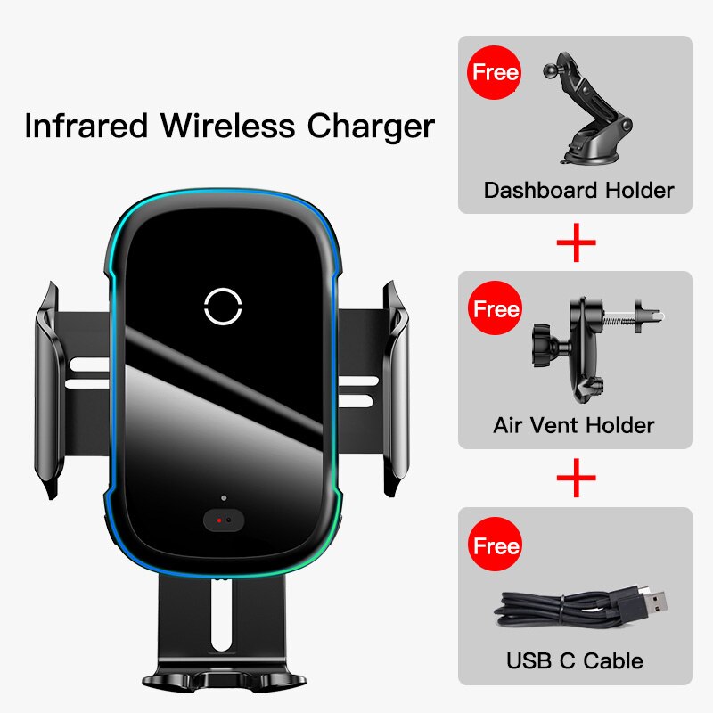 Baseus 15W QI Car Phone Holder Wireless Charger for iPhone 11 Xiaomi Samsung Car Mount Infrared Fast Wireless Charging Charger - Mike Armstrong