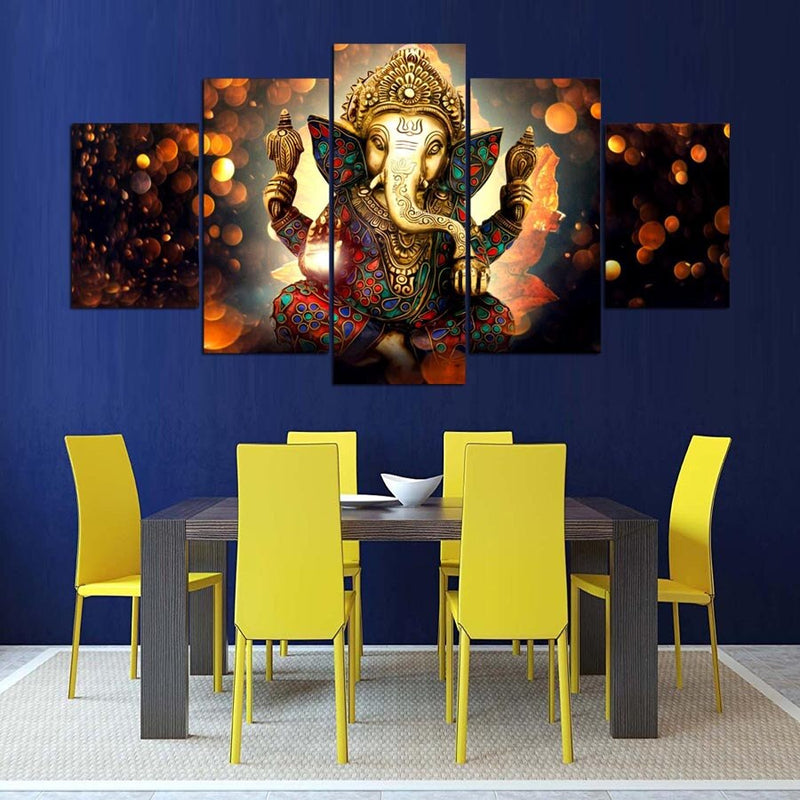 Wall Art Canvas Painting Elephant God Style Pictures For Living Room 5 Panel Lord Ganesha Cuadros Modern Decoration Paintings - Mike Armstrong