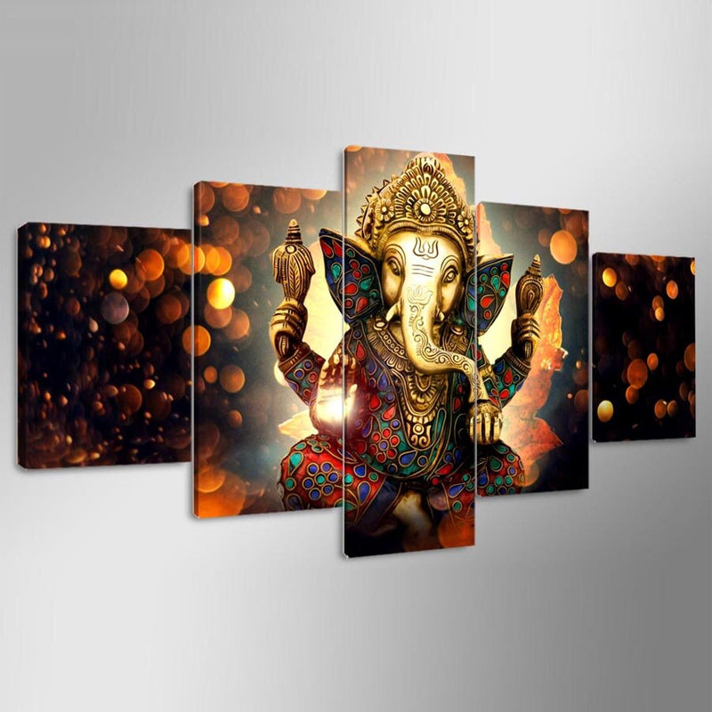 Wall Art Canvas Painting Elephant God Style Pictures For Living Room 5 Panel Lord Ganesha Cuadros Modern Decoration Paintings - Mike Armstrong