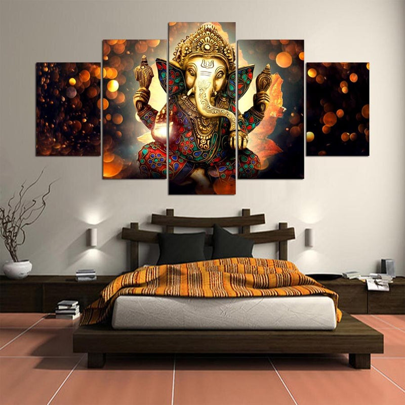 Wall Art Canvas Painting Elephant God Style Pictures For Living Room 5 Panel Lord Ganesha Cuadros Modern Decoration Paintings - Mike Armstrong