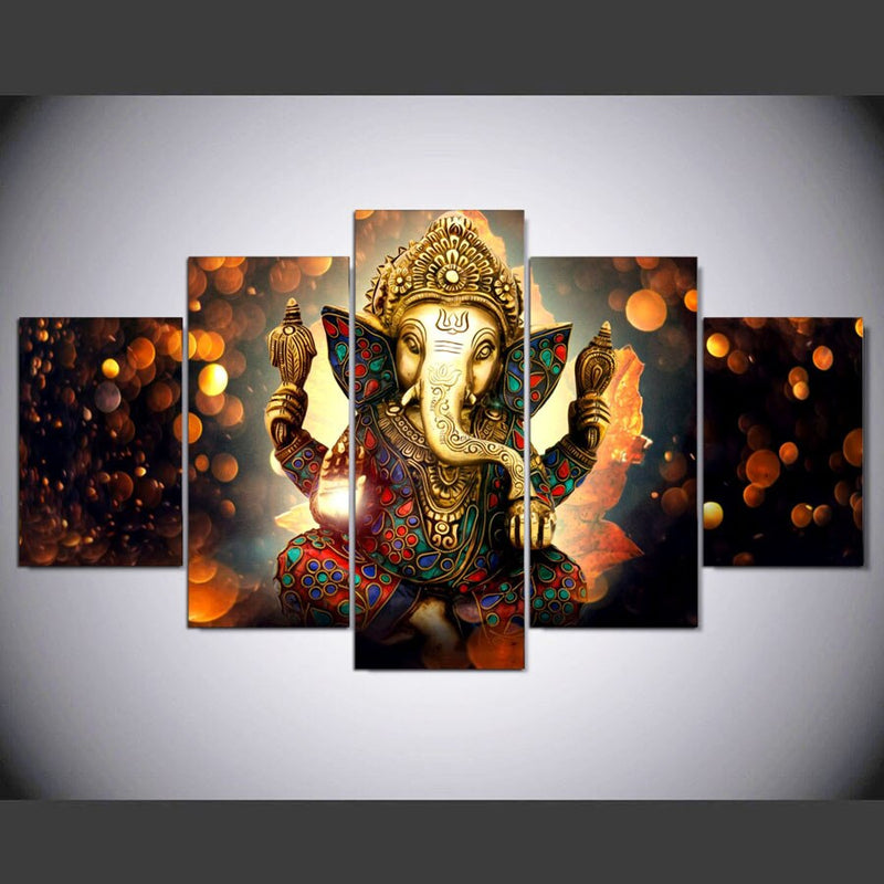 Wall Art Canvas Painting Elephant God Style Pictures For Living Room 5 Panel Lord Ganesha Cuadros Modern Decoration Paintings - Mike Armstrong