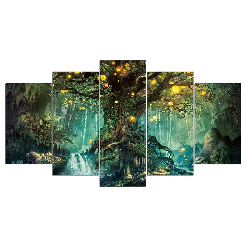 ArtSailing HD Printed 5 Piece Canvas Art Enchanted Tree Scenery Painting Wall Pictures for Living Room Home Decor NY-7632B - Mike Armstrong