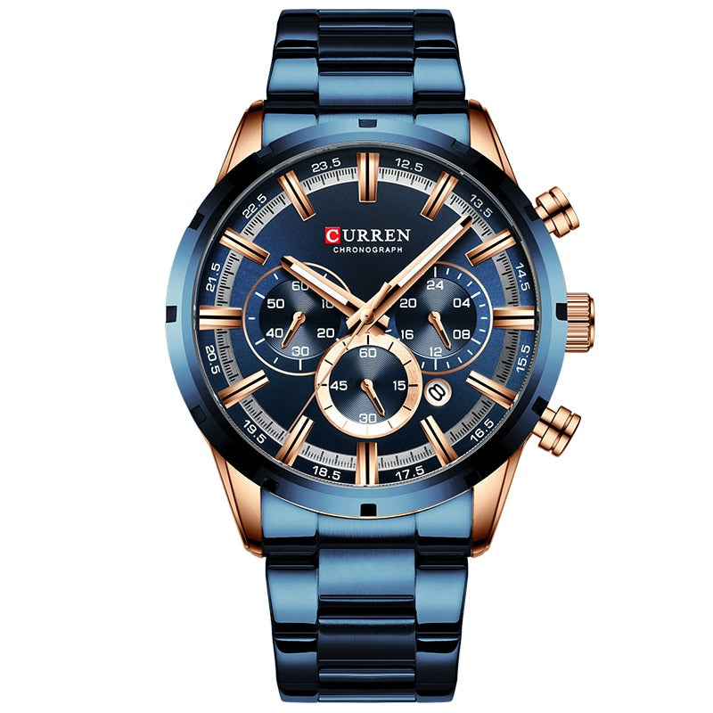 CURREN Men Watch Top Brand Luxury Sports Quartz Mens Watches Full Steel Waterproof Chronograph Wristwatch Men Relogio Masculino - Mike Armstrong