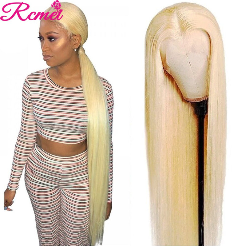 38&#39;&#39; 613 Blonde HD Lace Front Human Hair Wigs Brazilian Straight 613 Transparent Lace Frontal Wig Perruque Cheveux Humain 150%