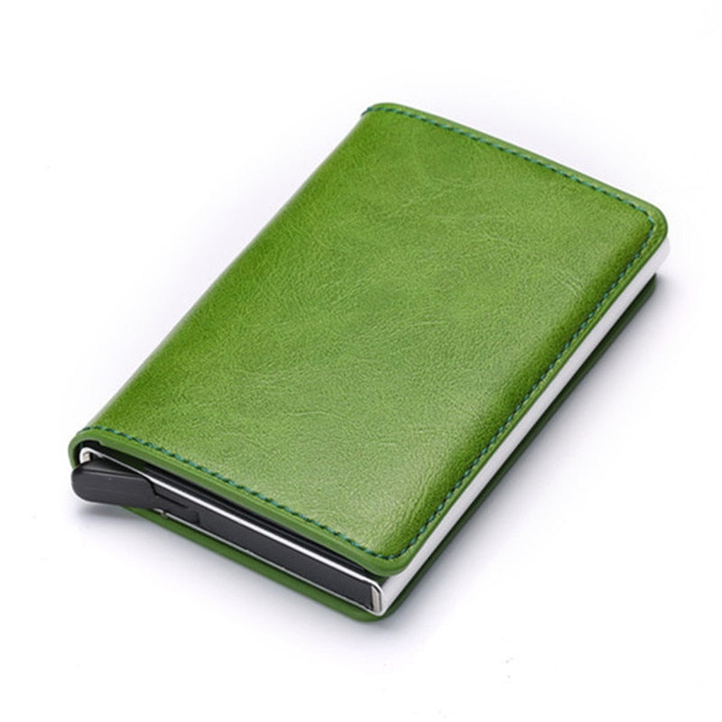 2021 Credit Card Holder Wallet Men Women RFID Aluminium Bank Cardholder Case Vintage Leather Wallet with Money Clips - Mike Armstrong