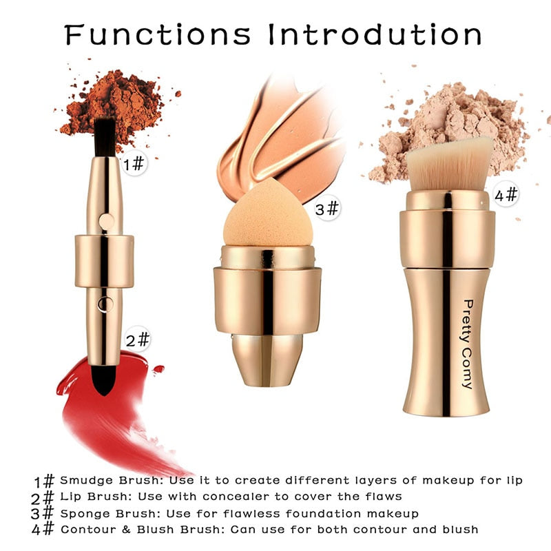 4 In 1 Makeup Brushes Foundation Eyebrow Shadow Concealer Eyeliner Blush Powder Cosmetic Professional Maquiagem Beauty Health - Mike Armstrong