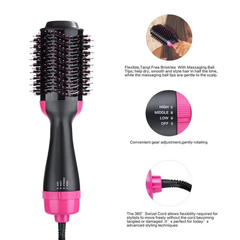 One Step Volumizer Hair Dryer Hair Straightener And Curler Salon Styling Hot Air Brush Tangle Negative Ions Hair Blower