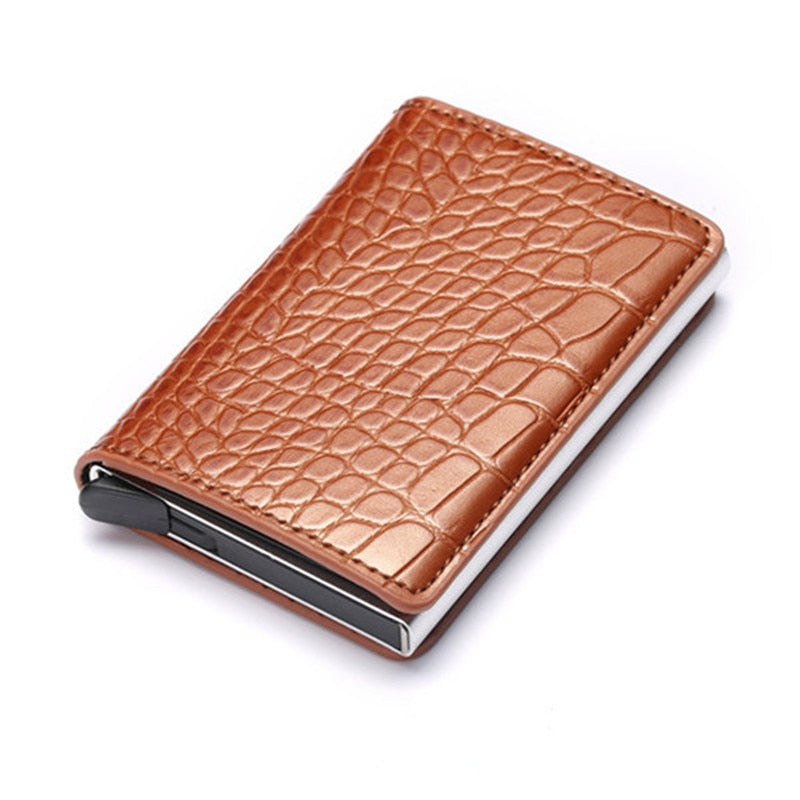 2021 Credit Card Holder Wallet Men Women RFID Aluminium Bank Cardholder Case Vintage Leather Wallet with Money Clips - Mike Armstrong