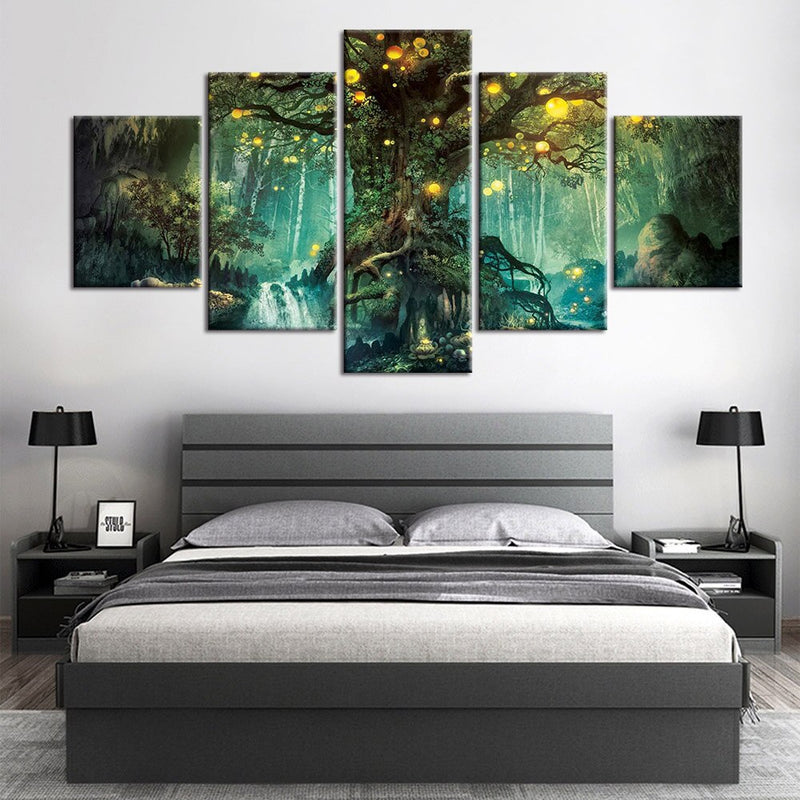 ArtSailing HD Printed 5 Piece Canvas Art Enchanted Tree Scenery Painting Wall Pictures for Living Room Home Decor NY-7632B - Mike Armstrong