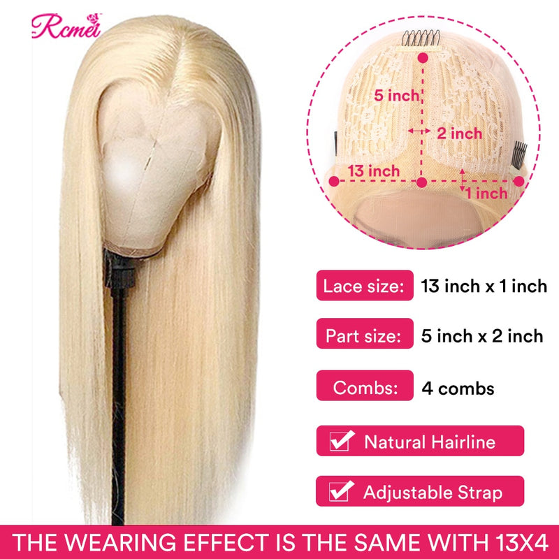 38 ''613 rubia HD encaje frontal pelucas de cabello humano brasileño recto 613 transparente encaje frontal peluca de cabello humano 150%