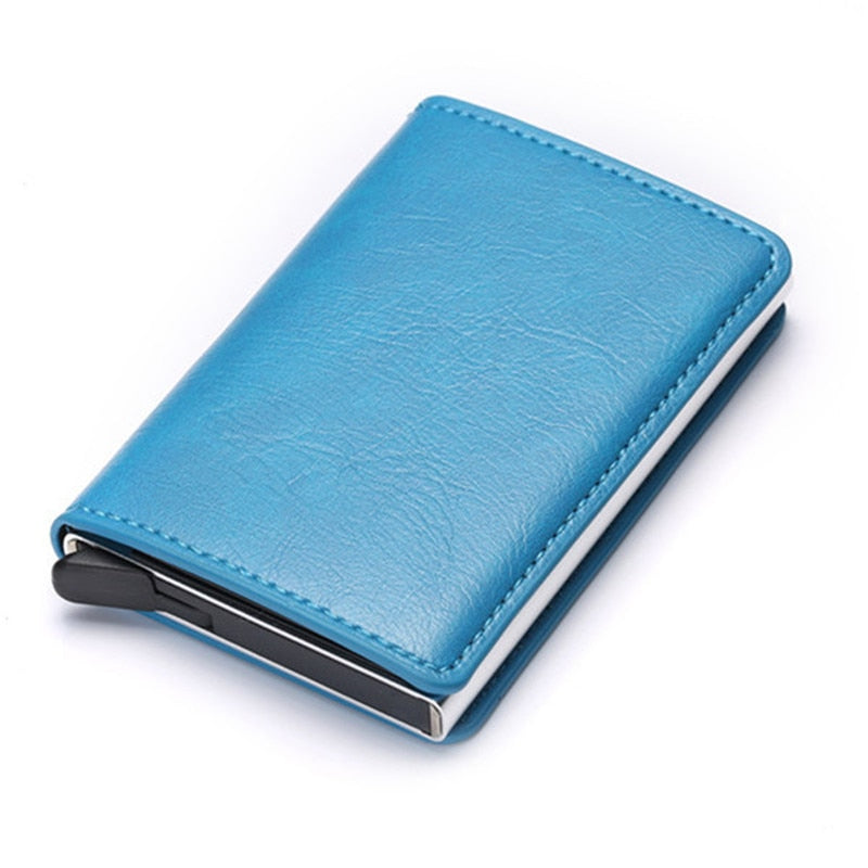 2021 Credit Card Holder Wallet Men Women RFID Aluminium Bank Cardholder Case Vintage Leather Wallet with Money Clips - Mike Armstrong