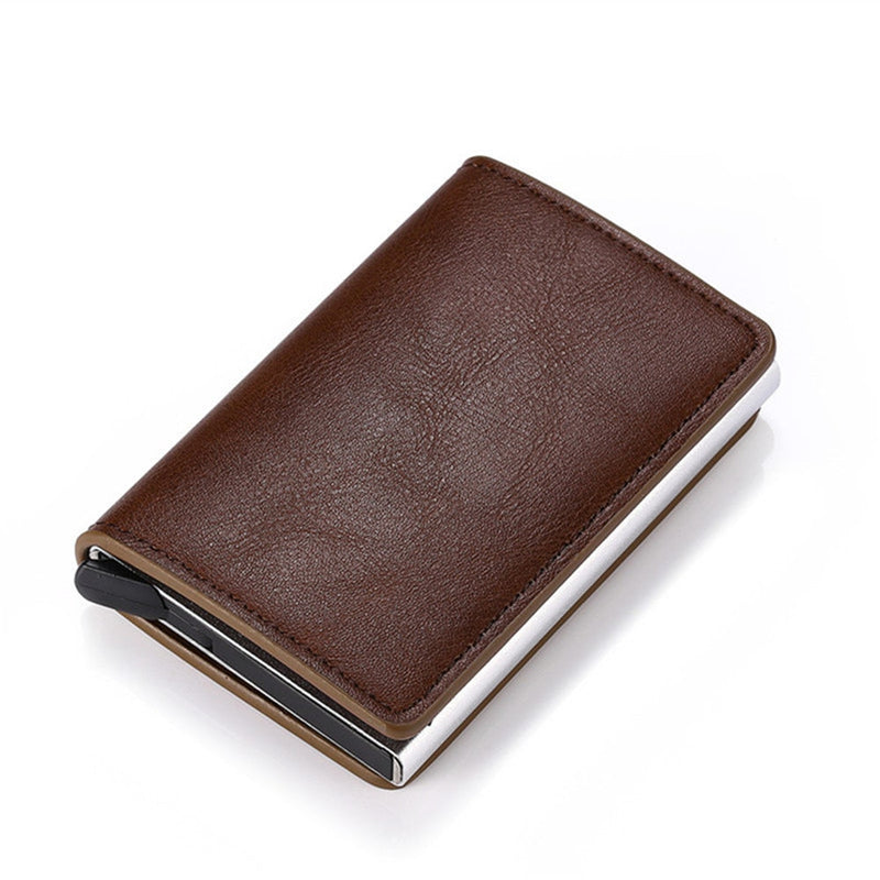 2021 Credit Card Holder Wallet Men Women RFID Aluminium Bank Cardholder Case Vintage Leather Wallet with Money Clips - Mike Armstrong