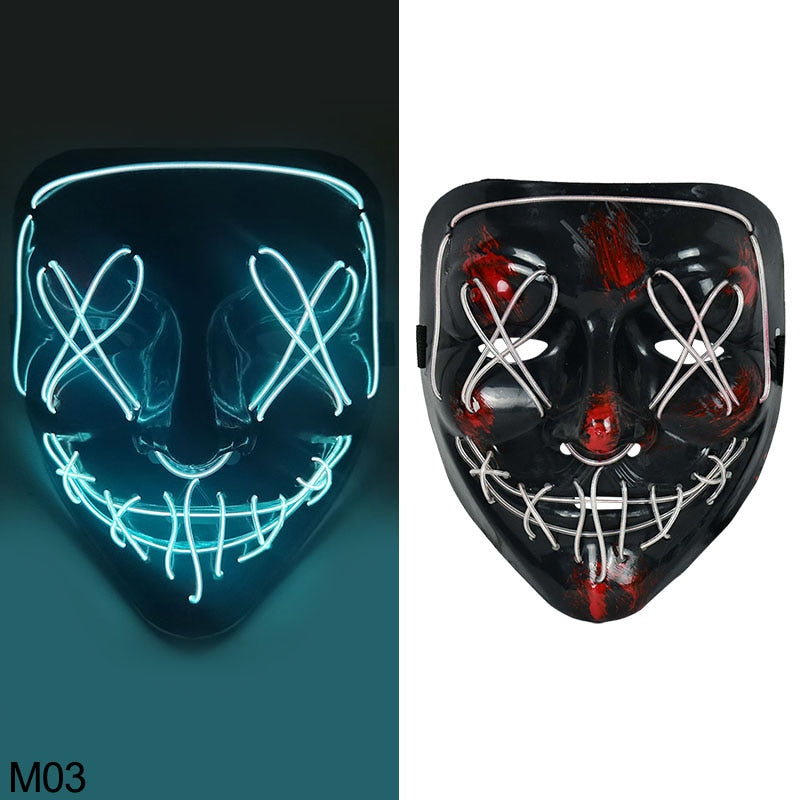 Halloween Scary Glowing Mask Demon Slayer Neon LED Mask - Mike Armstrong